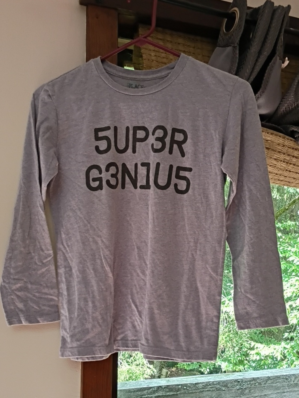 Place Long-Sleeve Tee in Light Gray with Black Graphic